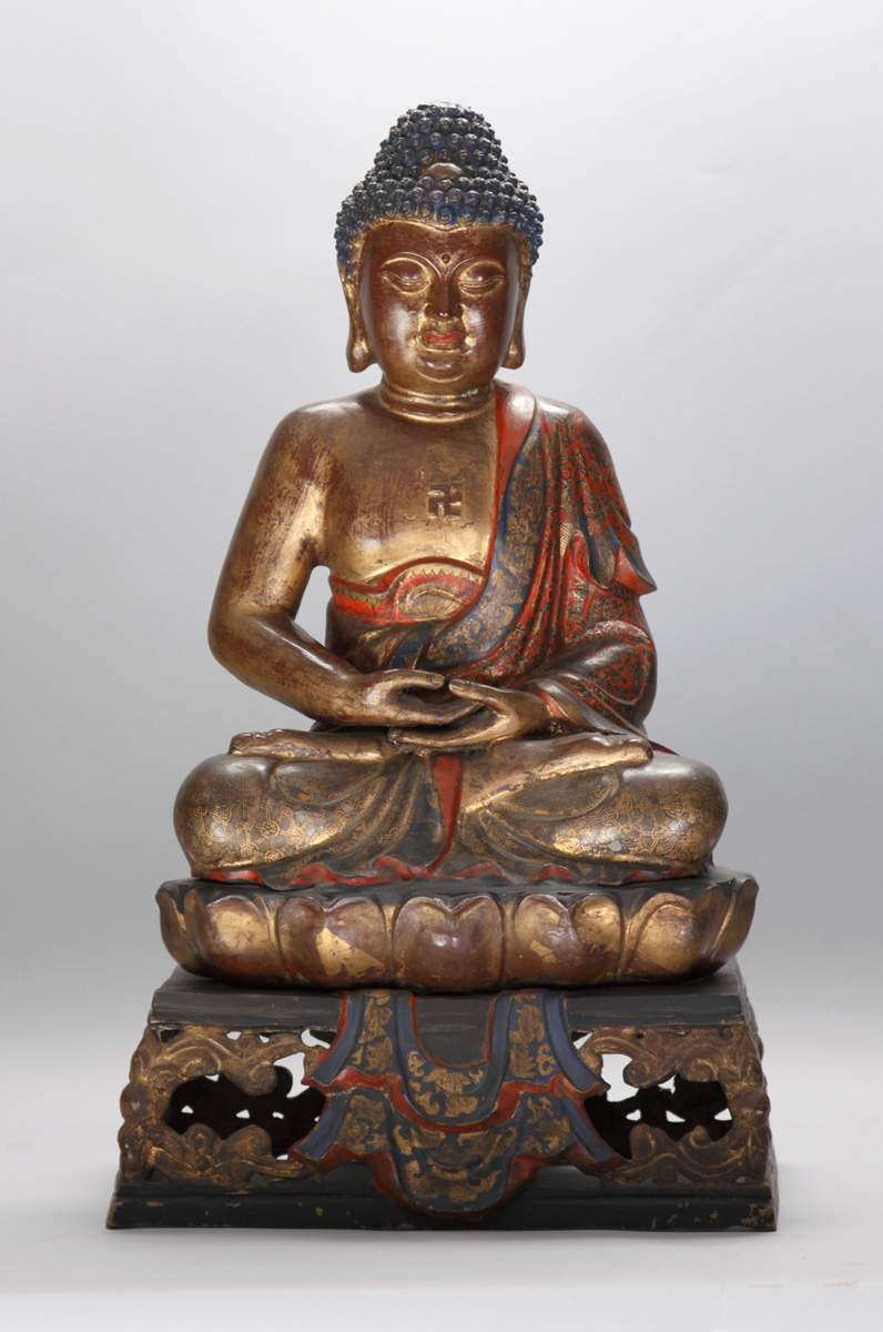 Polychrome & Gilt Bronze Buddha | Cottone Auctions