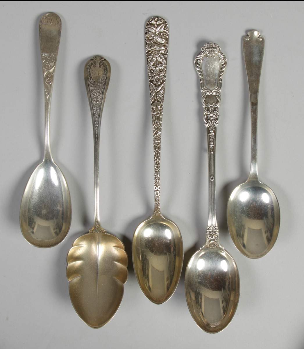 Group of 5 Sterling Serving Spoons | Cottone Auctions