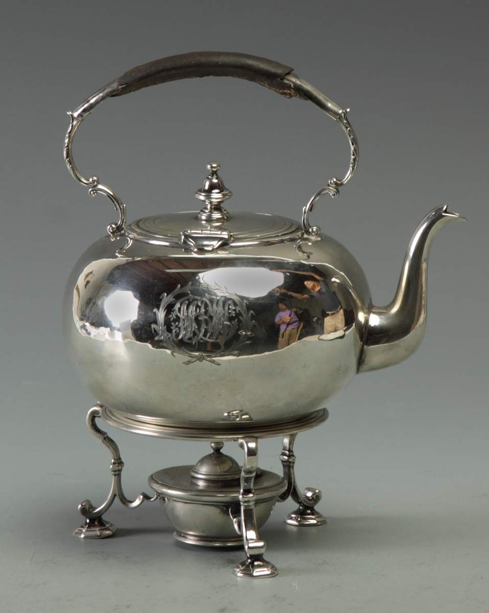 J. Garrard of London Sterling Silver Teapot on Burner | Cottone Auctions