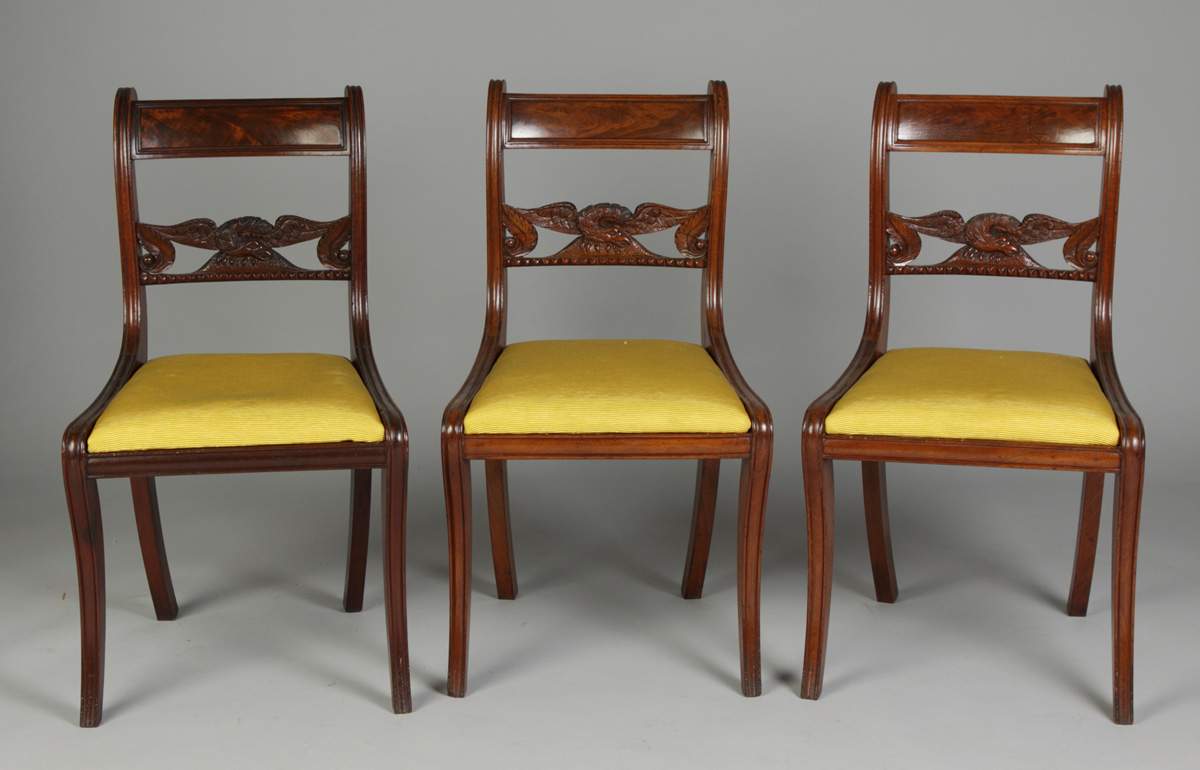 3 Period Side Chairs W Carved Eagle