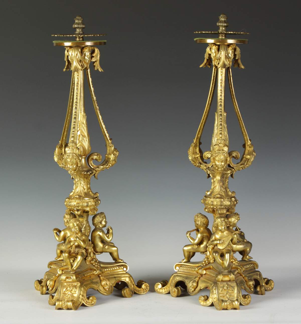 19th Cent. Gilt Bronze Candelabra Bases | Cottone Auctions