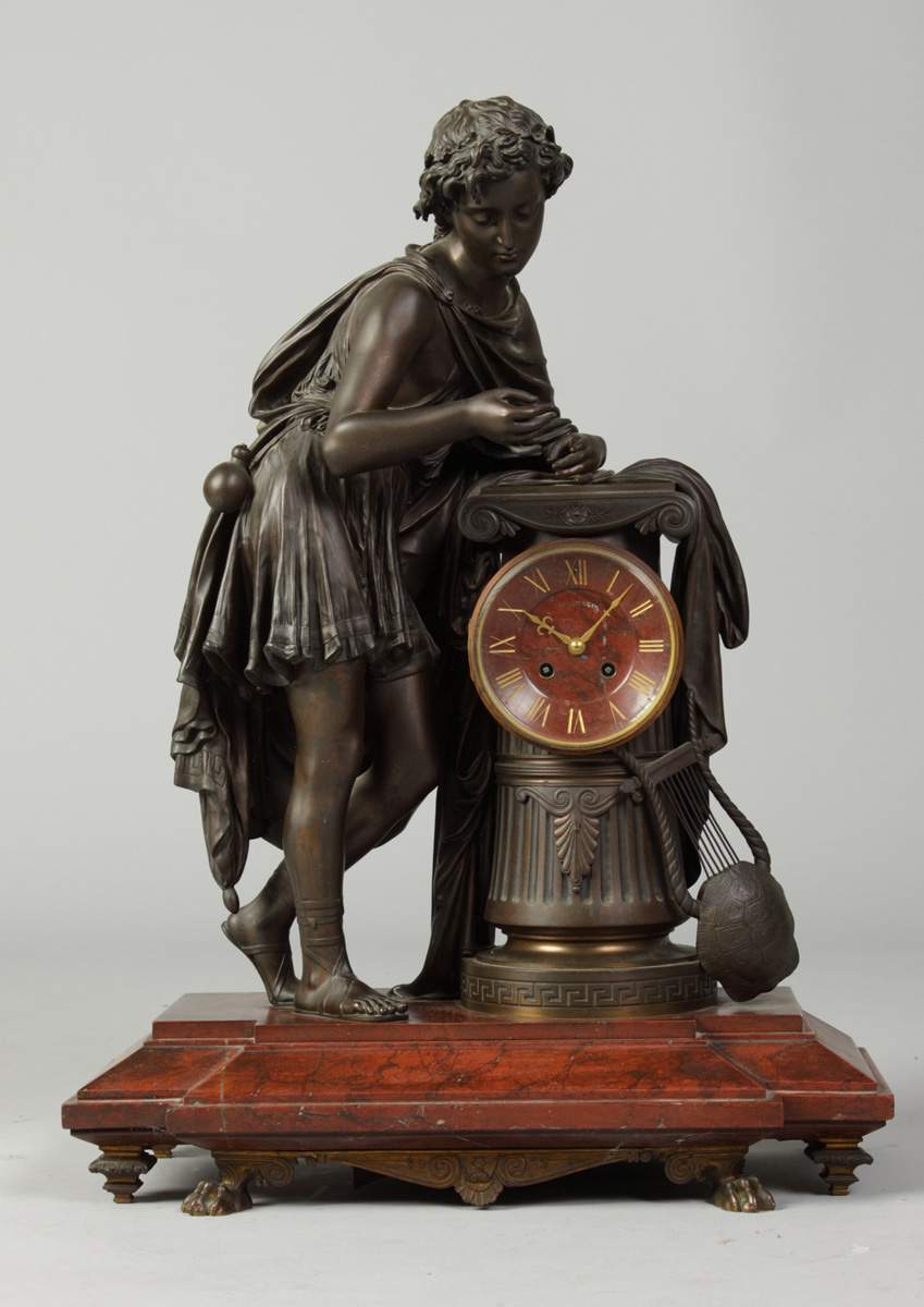 19th Cent. Bronze & Marble Clock | Cottone Auctions