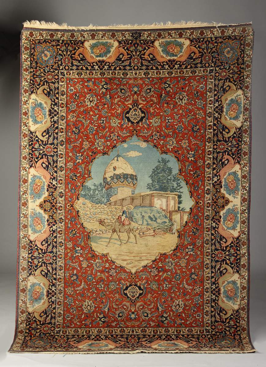 Fine Kashan Pictorial Oriental Rug | Cottone Auctions