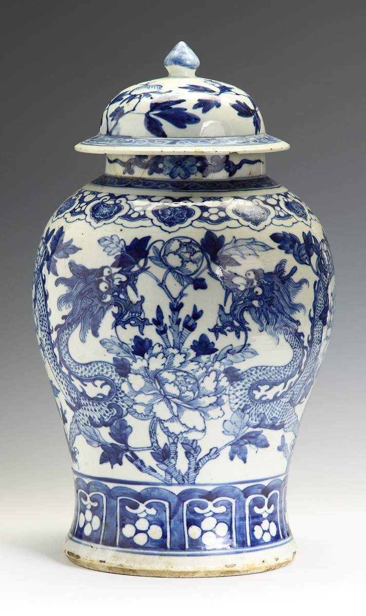 18th Cent. Blue & White Chinese Temple Jar | Cottone Auctions