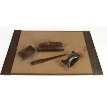 5 Pc Roycroft Hammered Copper Desk Set Cottone Auctions