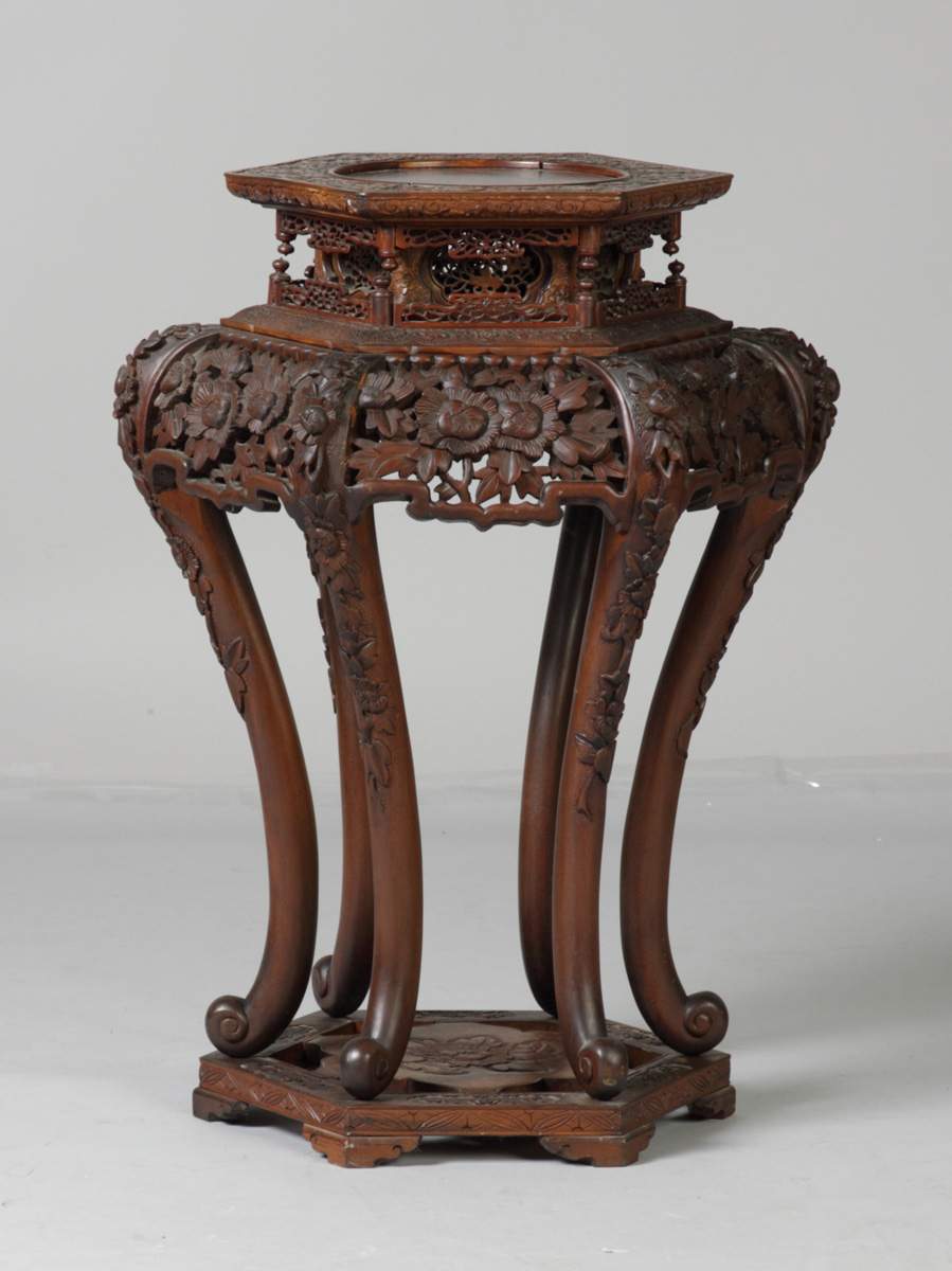 Carved Chinese Hardwood Stand 