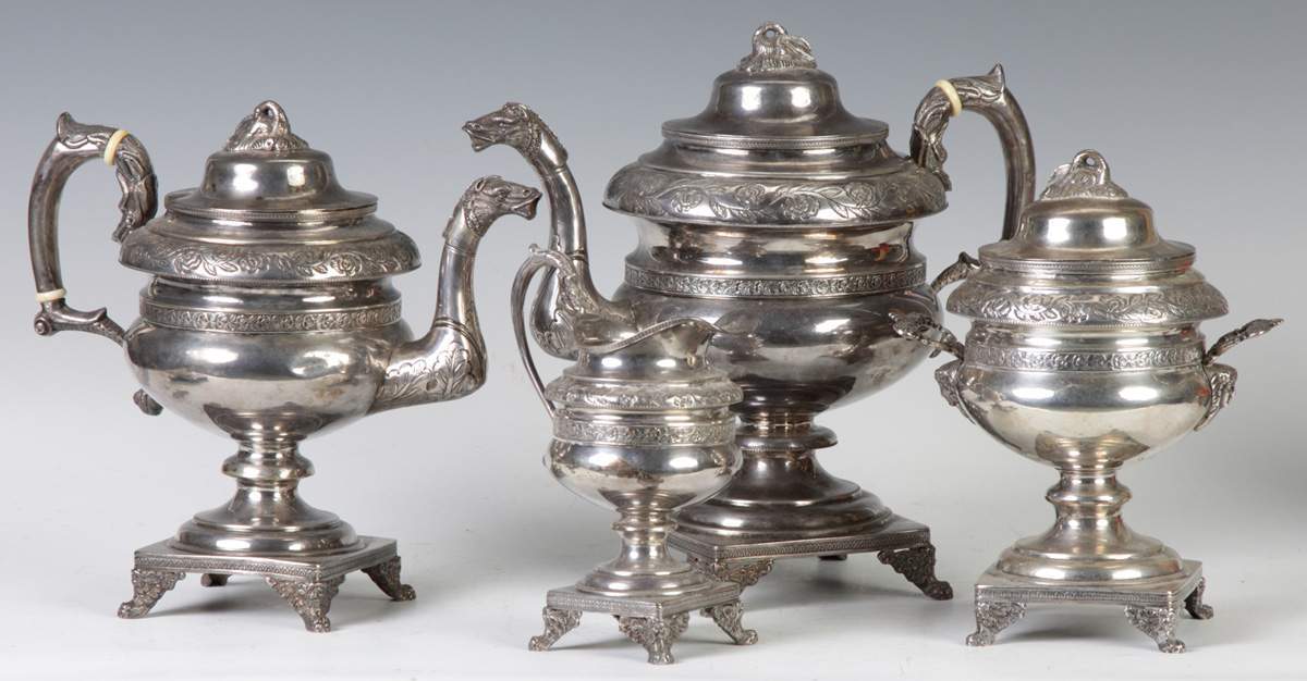 4 Pc. Coin Silver Tea & Coffee Service | Cottone Auctions