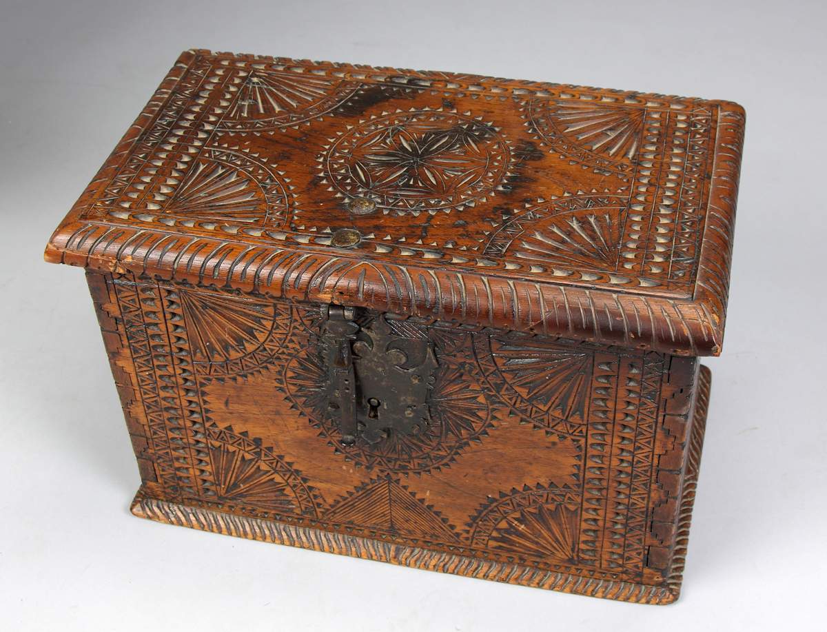 Chip Carved Butternut Diminutive Chest | Cottone Auctions