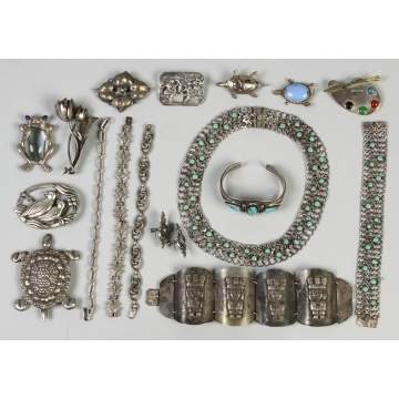 Group of Various Silver, Mexican & Turquoise Jewelry | Cottone Auctions