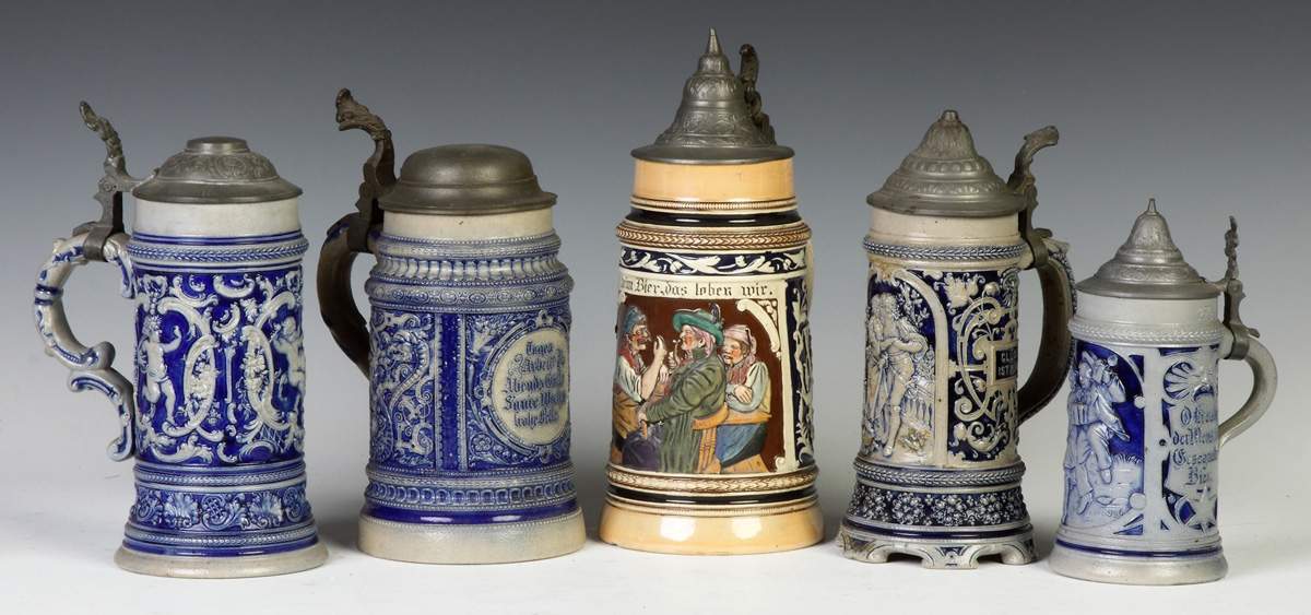 Five Various German Steins | Cottone Auctions