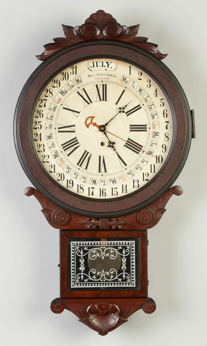 William Gilbert Office Drop Calendar Clock Cottone Auctions