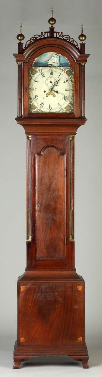 Roxbury Inlaid Mahogany Tall case Clock | Cottone Auctions