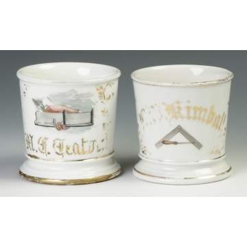 Two Vintage Carpentry Occupational Shaving Mugs
