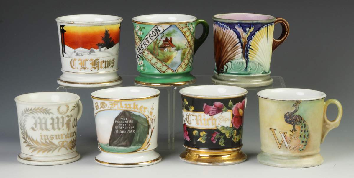 Seven Vintage Various Occupational Shaving Mugs | Cottone Auctions