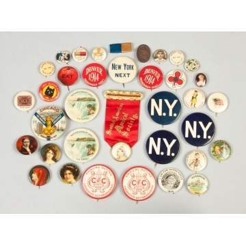 Various Vintage Advertising Buttons, etc.