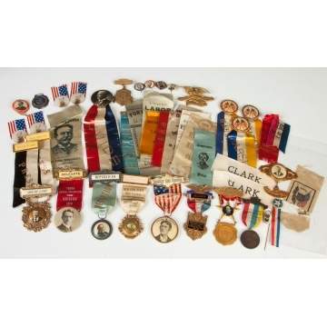 Group of Vintage Campaign Ribbons & Buttons