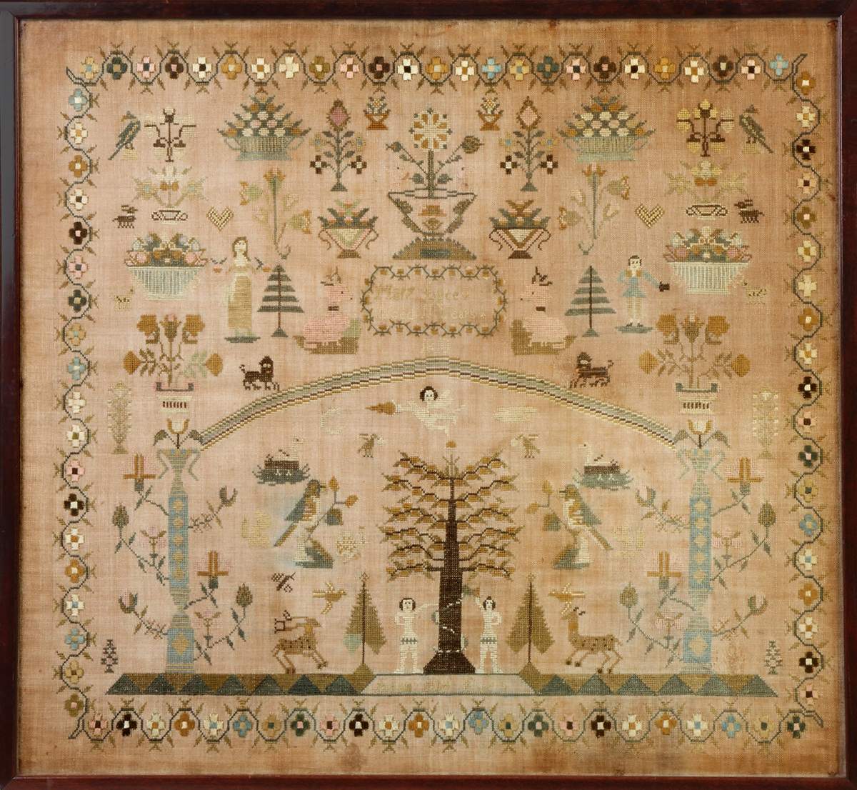 American Sampler with Adam & Eve | Cottone Auctions