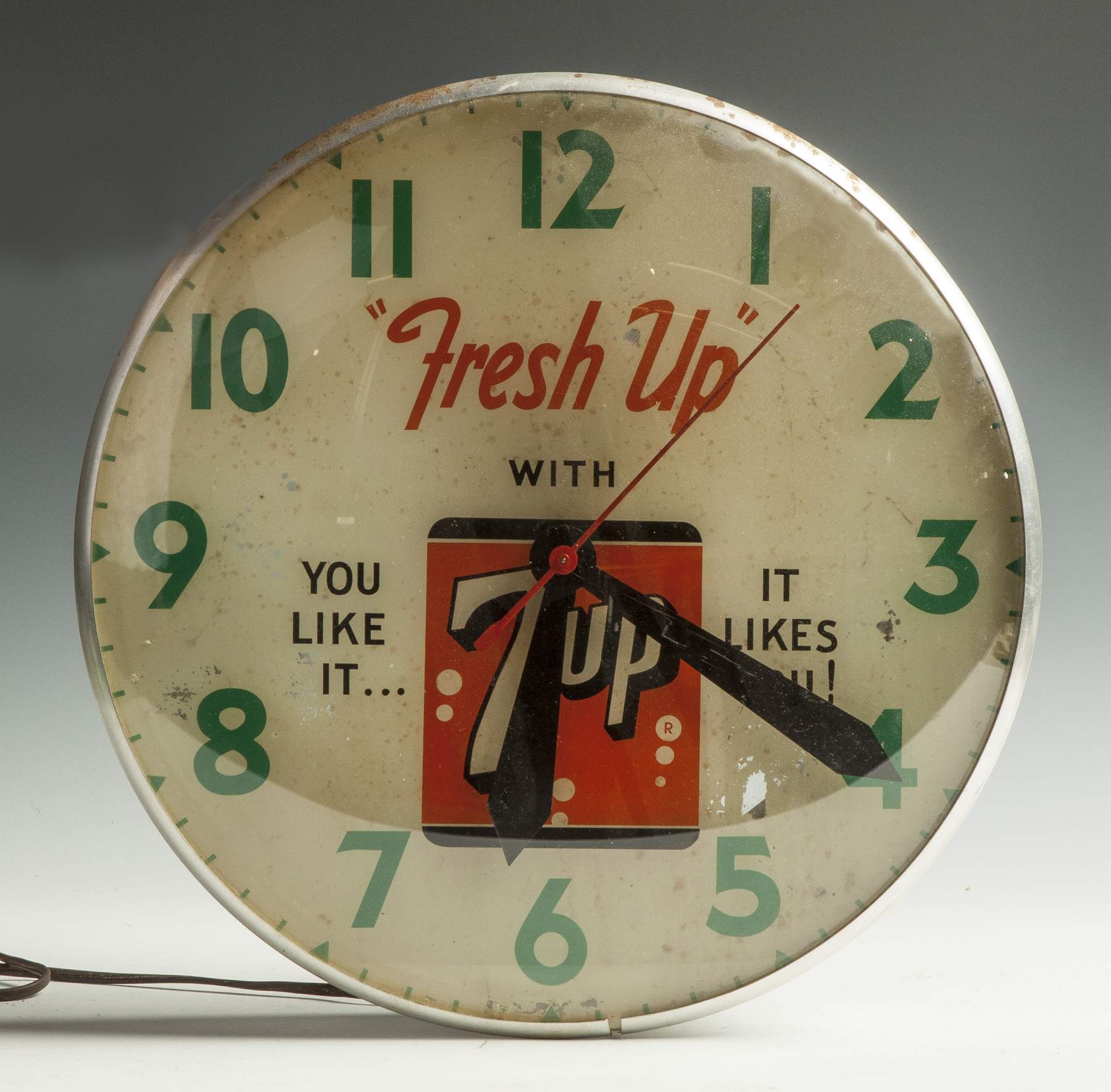 Electric 7-up Reverse Painted Advertising Clock 