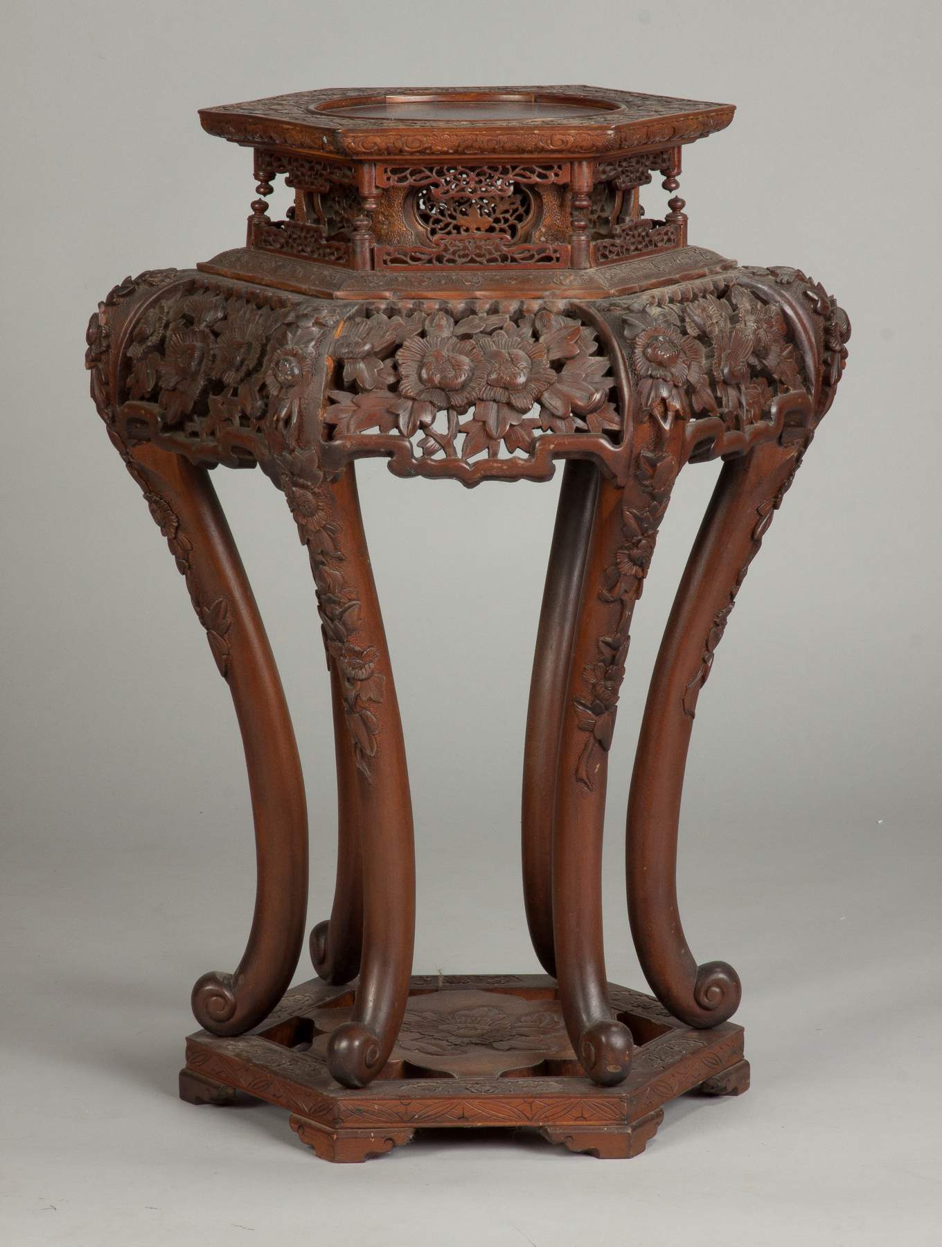 Chinese Carved Hardwood Stand | Cottone Auctions